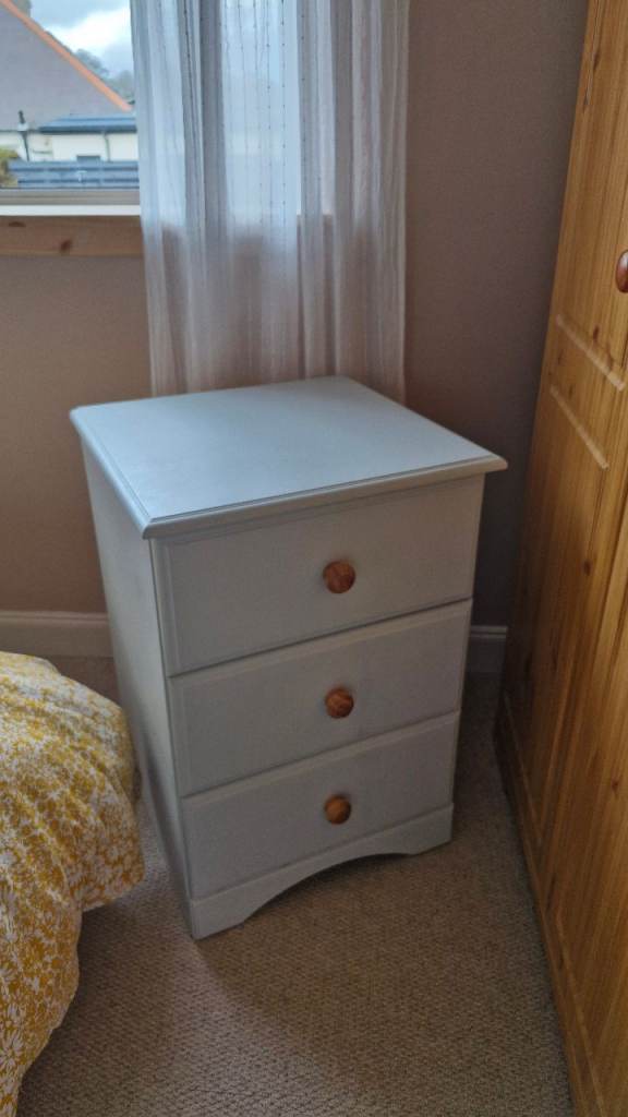 Aolid wood bedside tables, painted light blue, different sizes