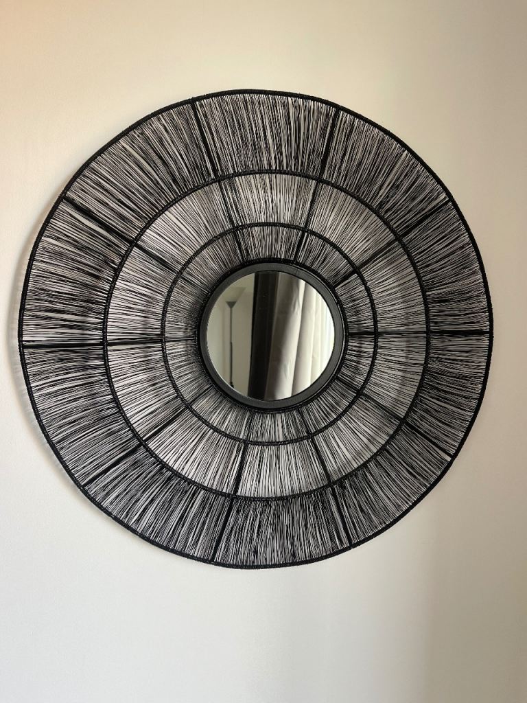 Large Black Wall Mirror 67cm – Excellent Condition