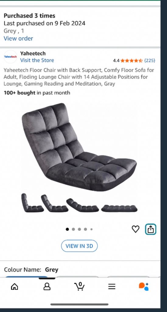Yaheetech Grey Floor Chair with Back Support - Adjustable