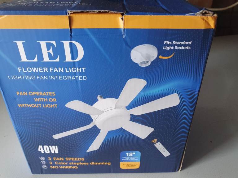 New LED Flower Fan Light – 40W, Integrated Lighting