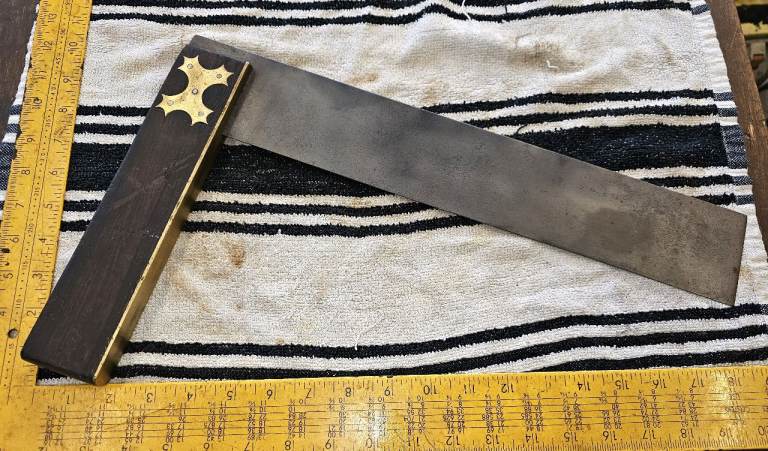 Large Vintage Carpenters Square 17" Long with Brass Inlay.