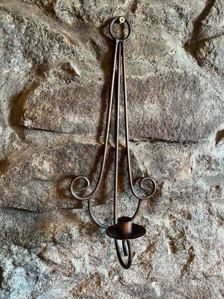 Pair of Bronzed Wall Hanging Candle Sconces