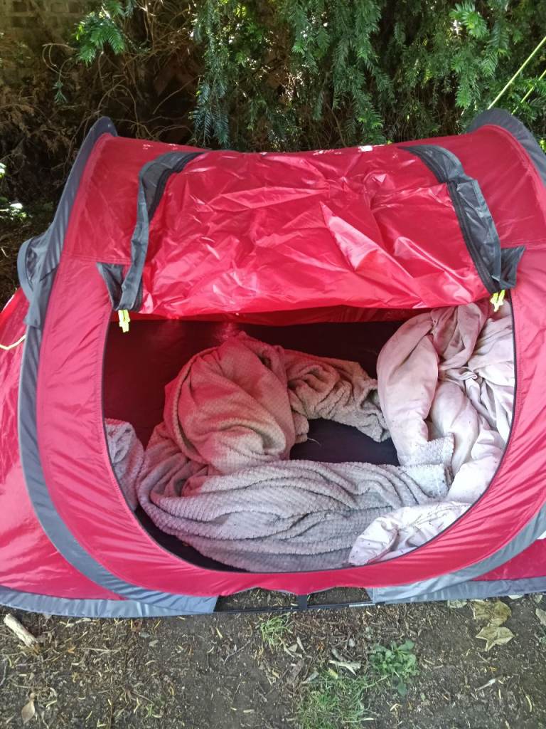 Wanted, with thanks. Homeless friend in a tent. Anything that may help