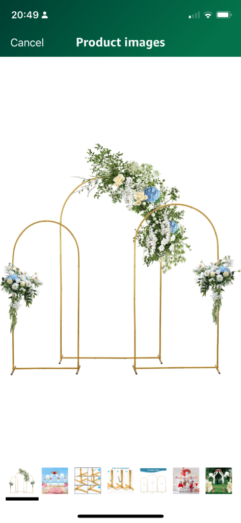 Metal Arch Backdrop Stand Set of 3, 7.2/6.6/5.9Ft Gold Wedding Arches Stand for Ceremony, 
