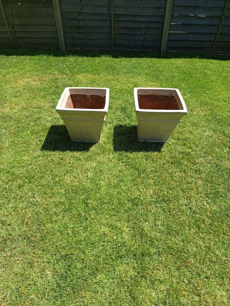 Two Square Stone Plant Pots - Free - Ready For Collection