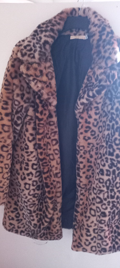 Leopard print fur coat