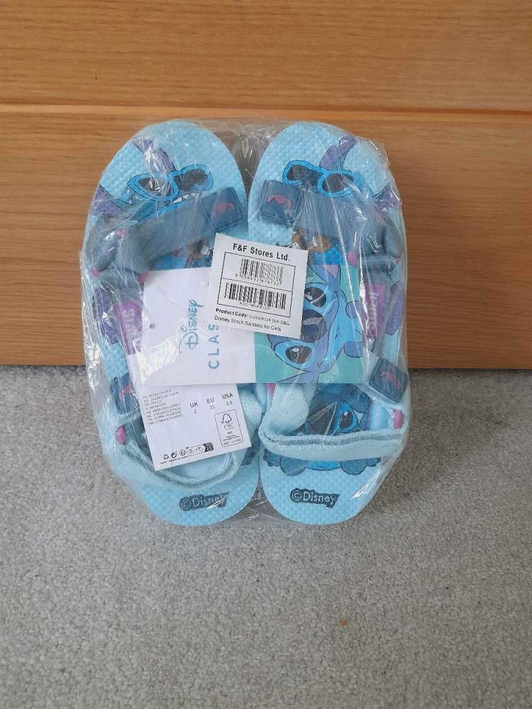 NEW Disney Stitch Sandals for Girls – Blue, UK Size 2