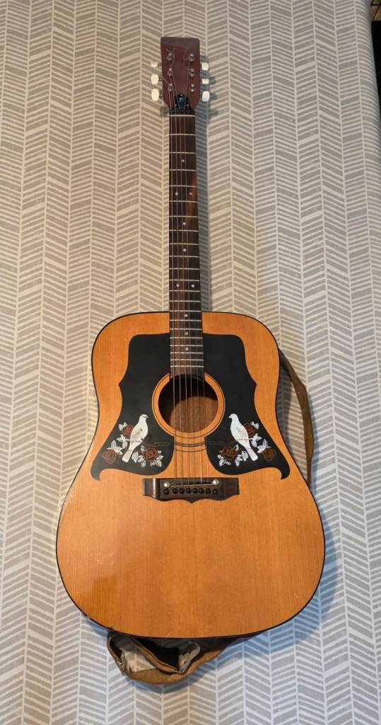 Acoustic Guitar with Strap – Fair Condition