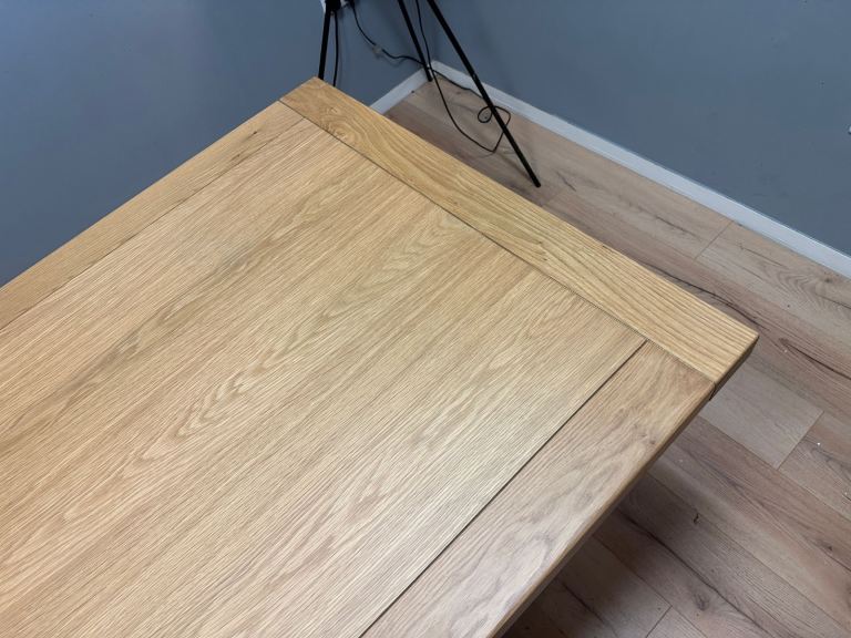 Wayfair Longview Oak Solid Wood Dining Table Buttermilk Cream X Cross Legs rrp £850