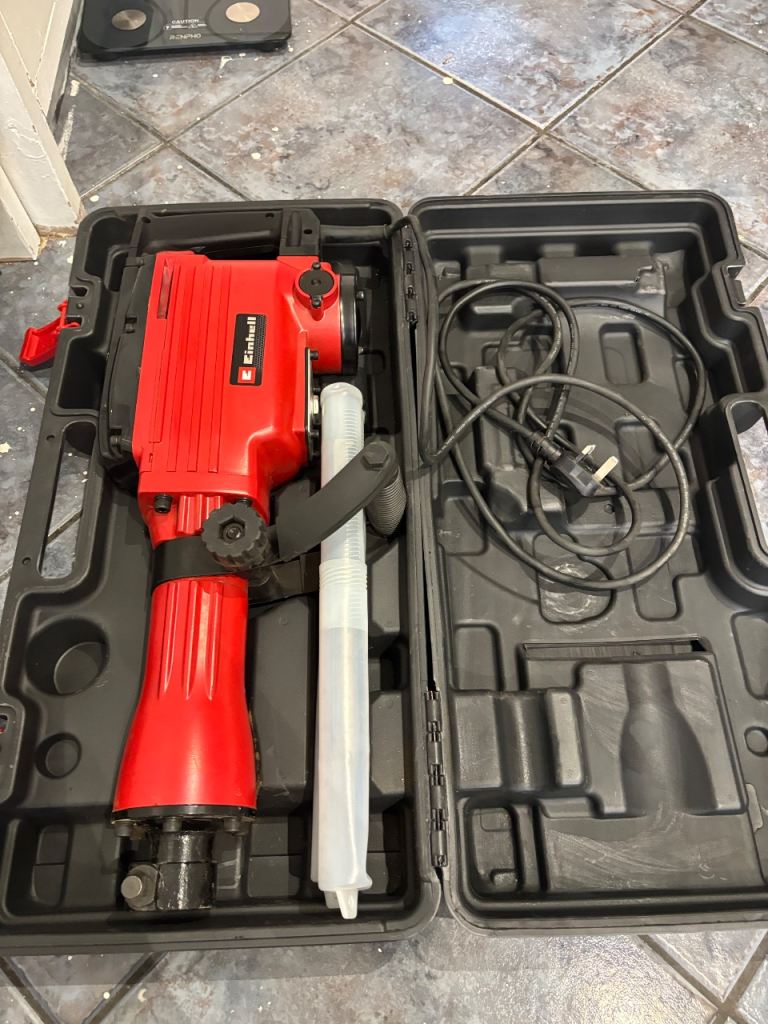 Einhell Red Demolition Hammer with Case and Chisels – Good Condition