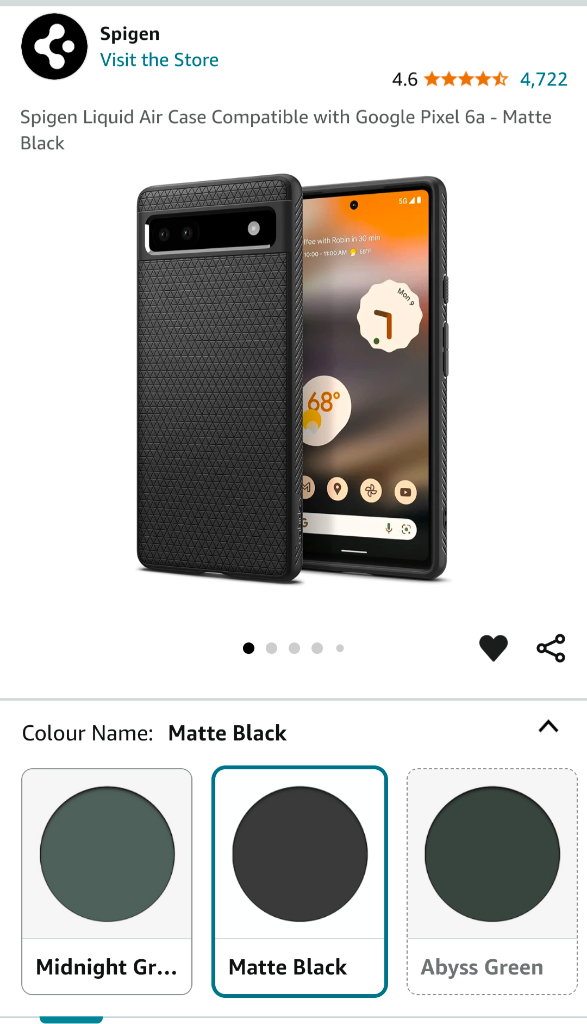 Pixel 6a box and Spigen case