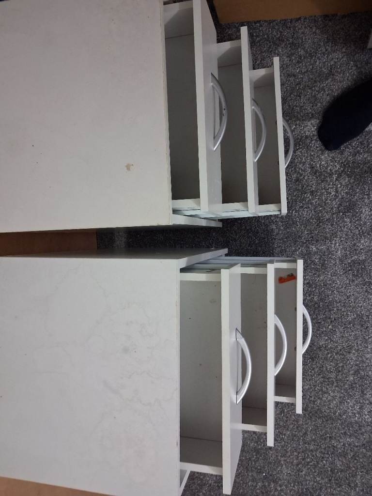 Pair of White Chest of Drawers – Fair Condition, £20.00 for Sale