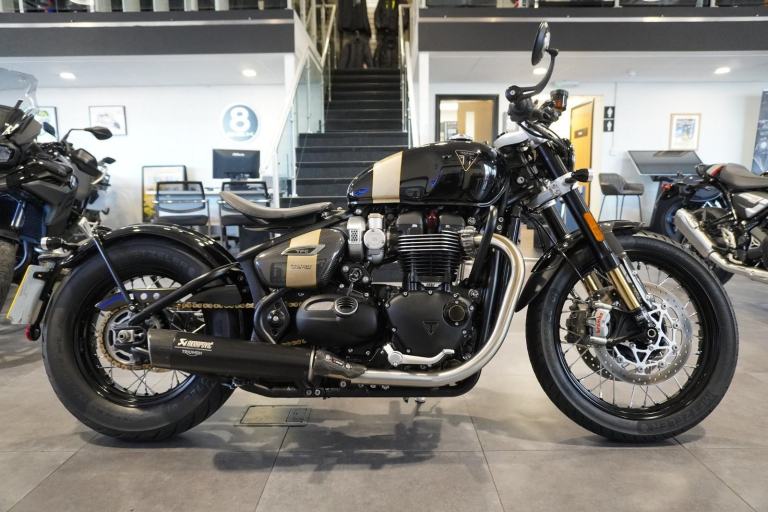 Triumph Bonneville Bobber TFC, 2025, Black with just 2088miles Only £15995. 