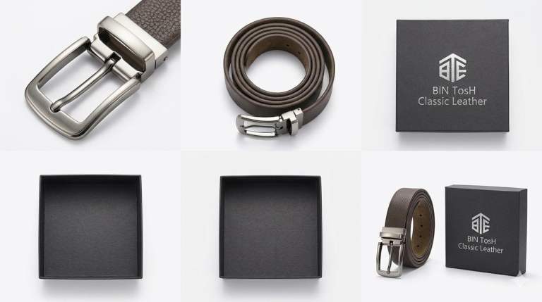 Genuine Leather Belt – Premium Classic Brown Men’s Belt with Metal Buckle
