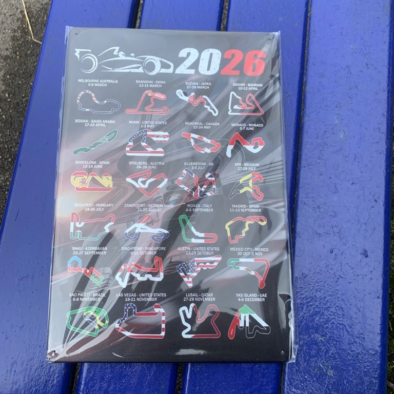 2026 F1 Grand Prix Circuit Metal Wall Sign Art Race Schedule Poster Gift​ UK