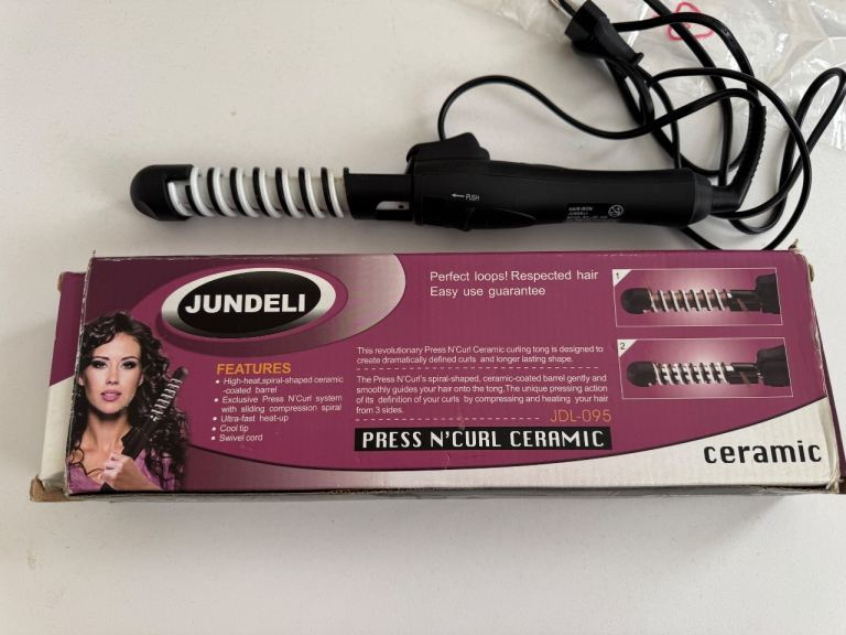 JUNDELI Press N’Curl Ceramic Hair Curler - Like New!