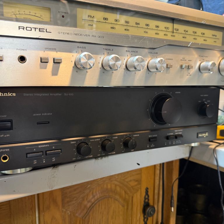 Rotel RX-303 Stereo Receiver and Technics SU-V6 Integrated Amplifier