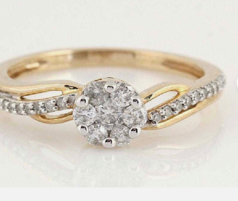 New 9k Gold Diamond Ring 0.37ct Size N1/2