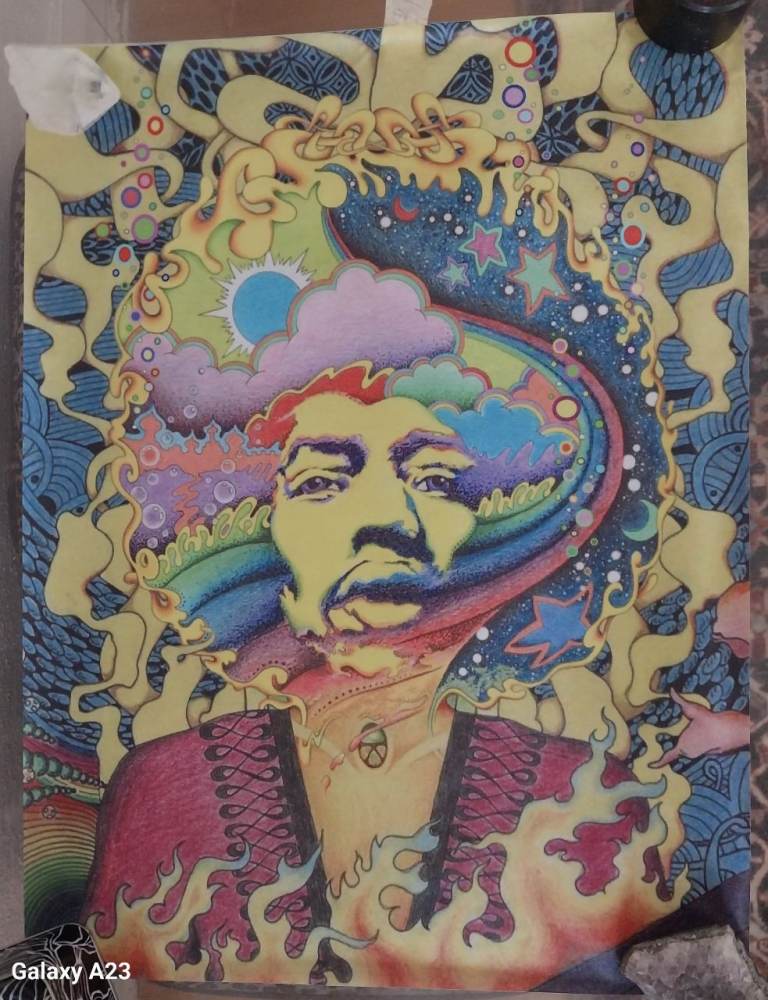 Psychadelic Jimi Hendrix  fabric poster