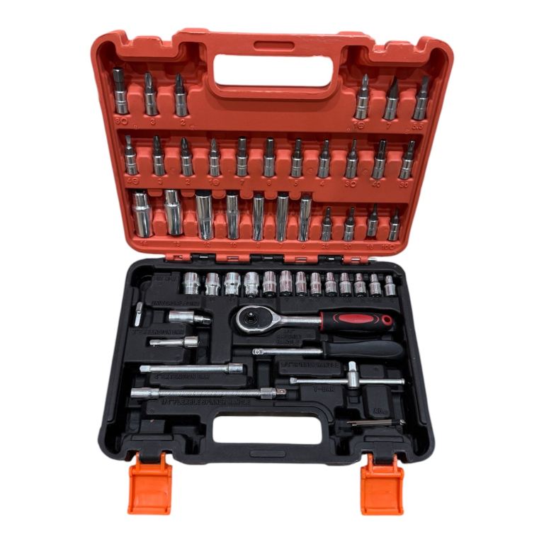 NEW 53 Piece 1/4” Drive Socket & Bit Set | Ratchet Handle | Complete in Case