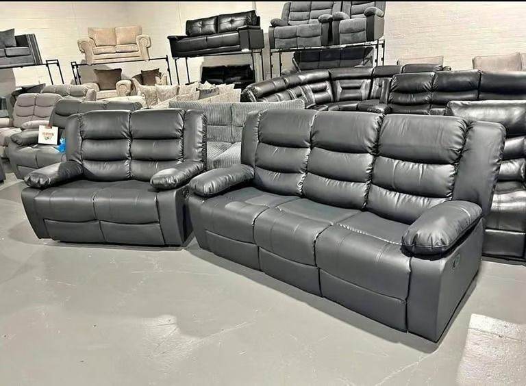 BRAND NEW LEATHER 3 + 2 Seater Roma Recliner Sofa Set - 100% Same Day Delivery - COD ::