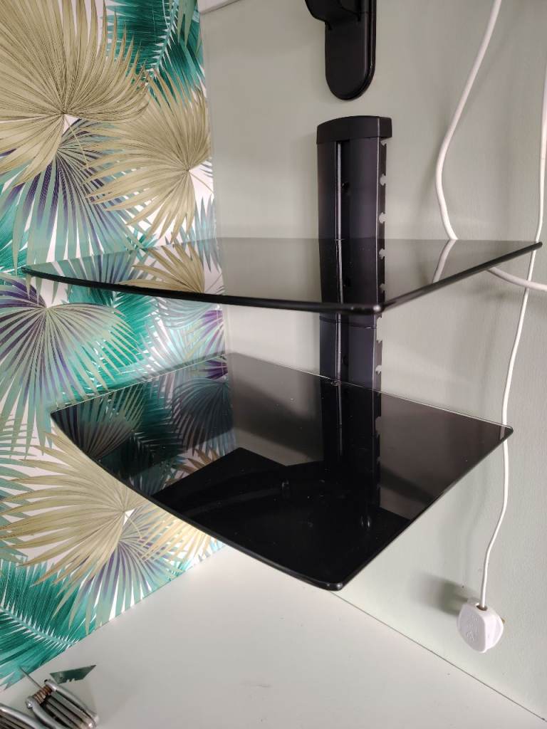 TV accessory double wall shelf 