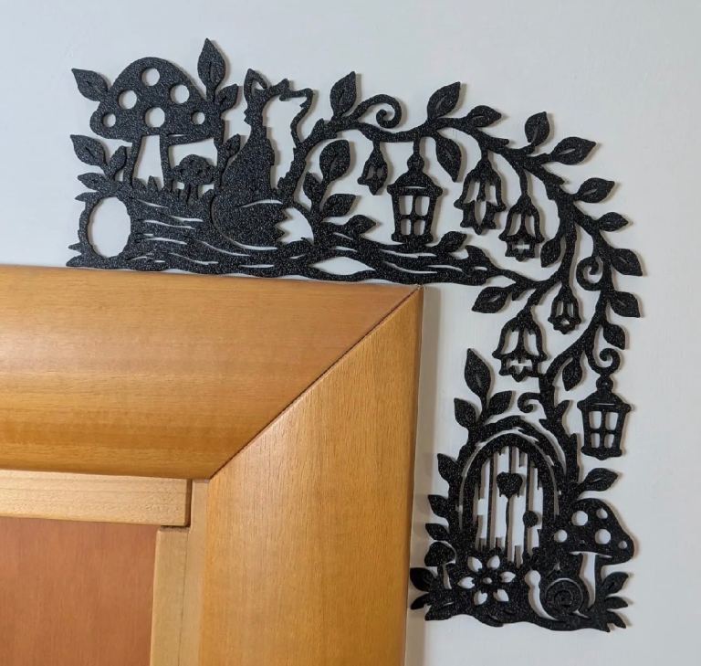 Fairy Door Corner Wall Decal - Black, 
