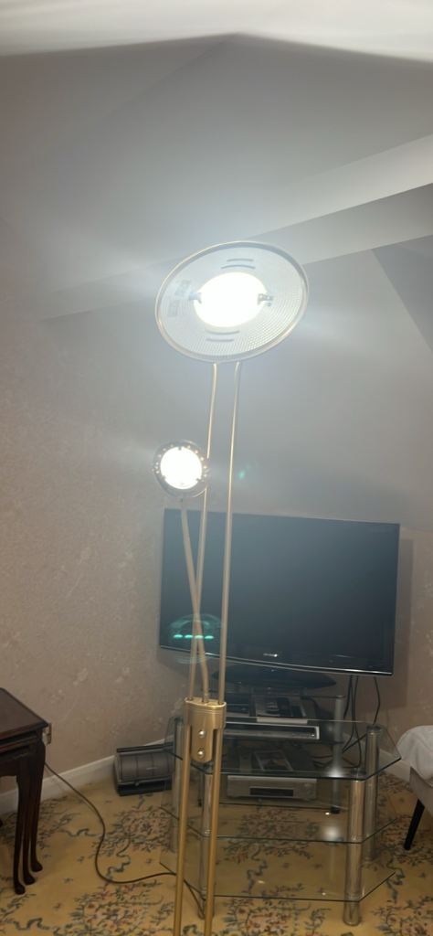 Gold Metal Floor Lamp with Uplighter and Reading Light