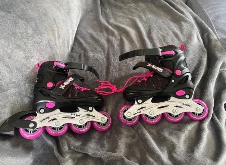 girls adjustable inline roller skates size 12-1