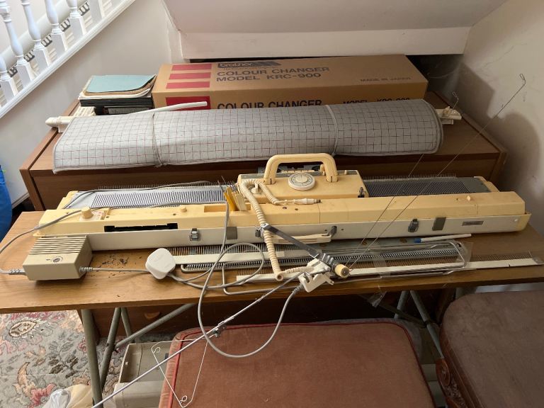 Two knitting machines