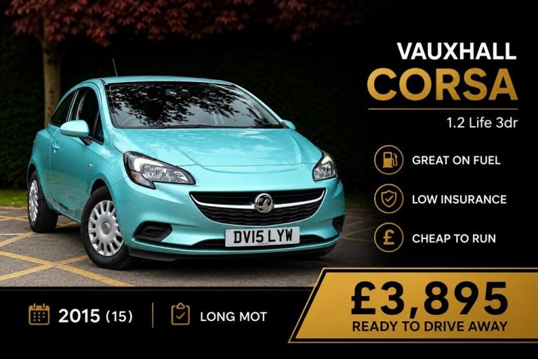 2015 Vauxhall Corsa 1.2 Life 3dr Hatchback Petrol Manual