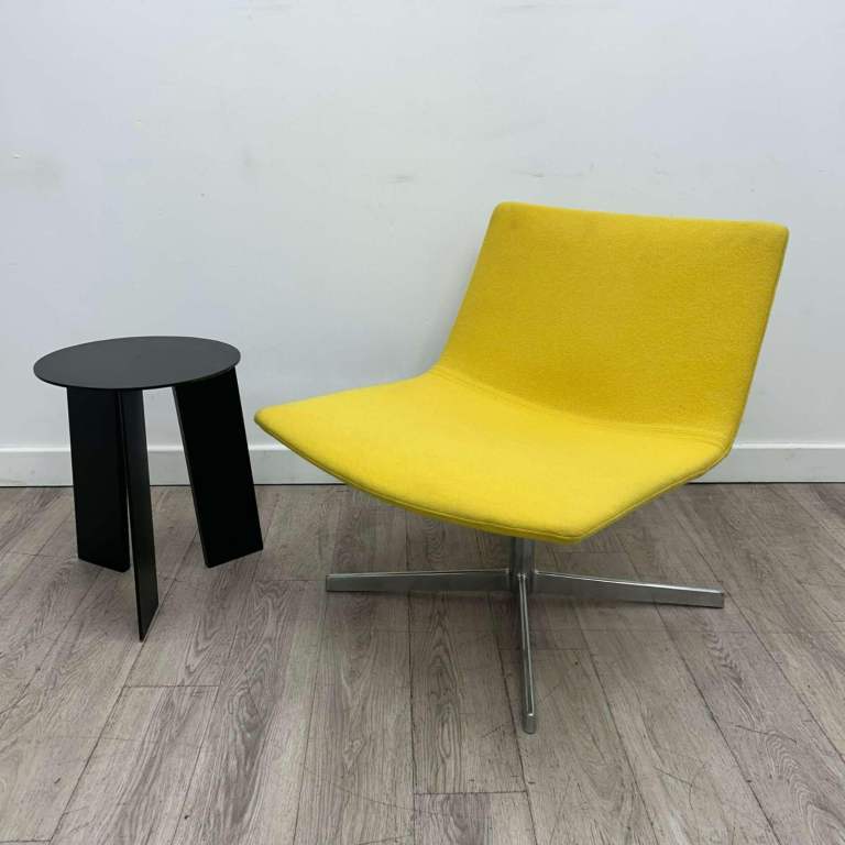 SET – Arper Lounge Chair, Yellow / Chrome with Coffee Table, Black