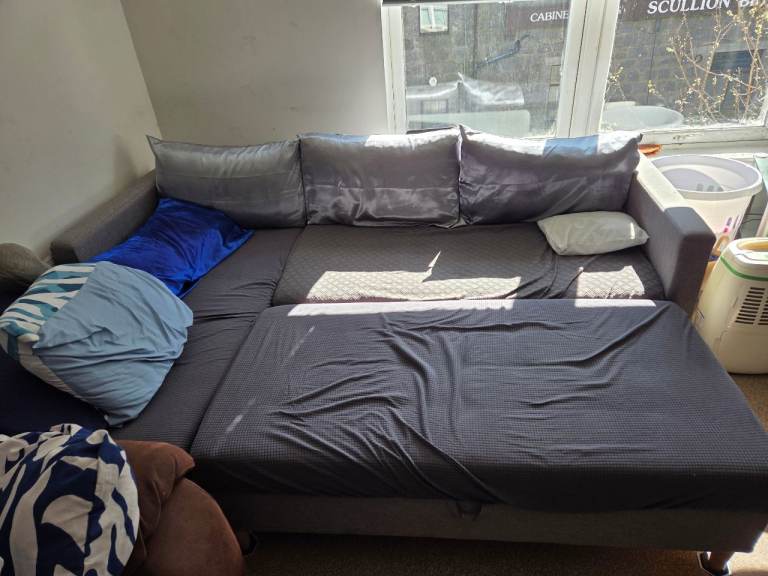 Grey Sofa Bed with Storage – Good Condition