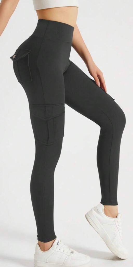 New Size Small Will Fit Size 10,12,14 Dark Grey Cargo Combat Style Leggings 