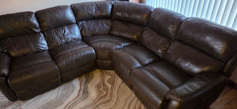 Brown Leather corner Sofa