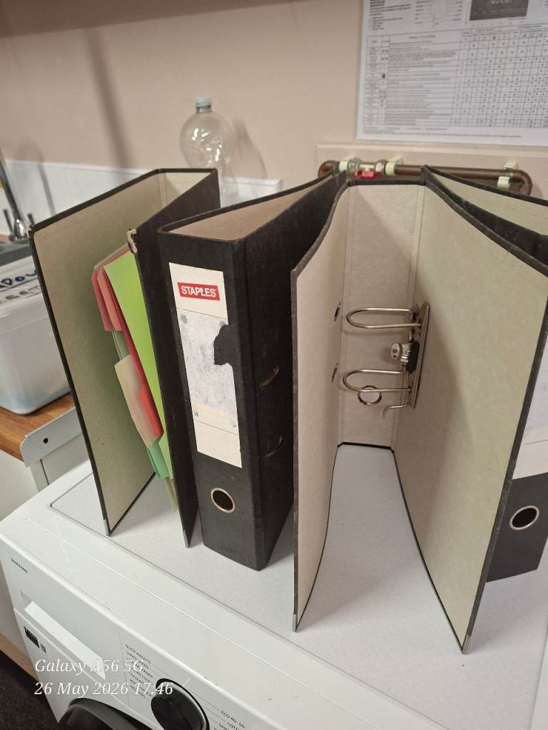 Staples Black Lever Arch Files - Set of 4, Good Condition