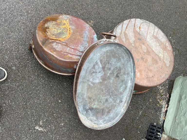 Antique copper bowls