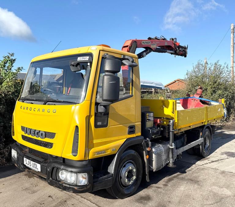 2015 IVECO EUROCARGO 75E16 4X2 GRAB TIPPER PALFINGER CRANE MANUAL 3 SEAT EURO-6
