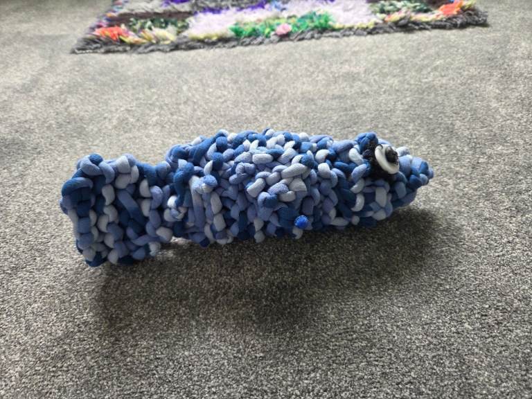Blue Knitted Fish Toy – Handmade