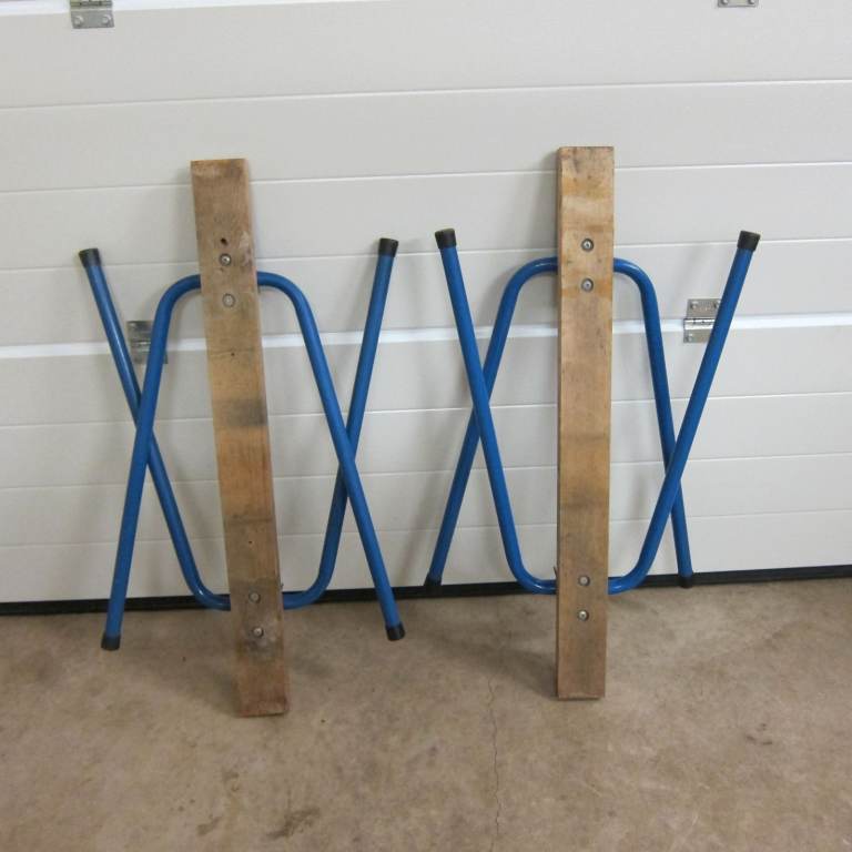 Extremely sturdy a pair of fold-up trestles seldom used