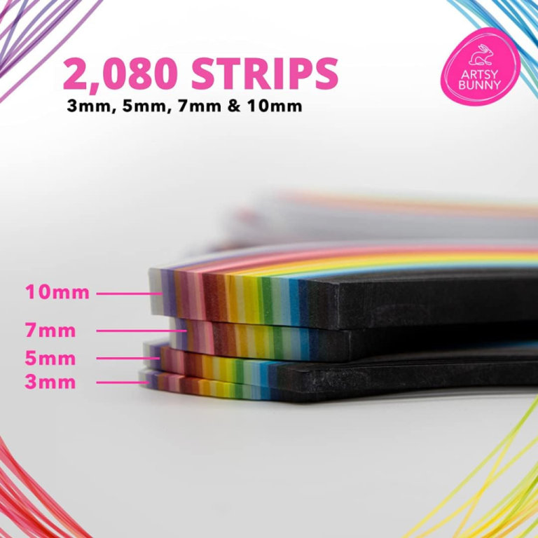 Artsy Bunny Quilling Paper Strips with Slotted Quilling Tool
