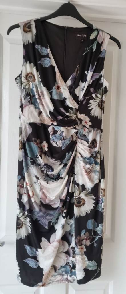 Phase Eight Floral, black, pink, lilac dress, size 14