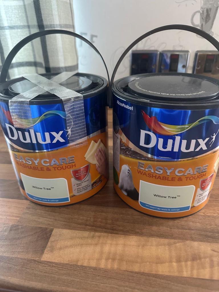 Two Dulux Easycare Willow Tree Paint Tins – New