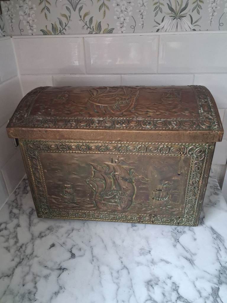 Vintage brass chest with liner 