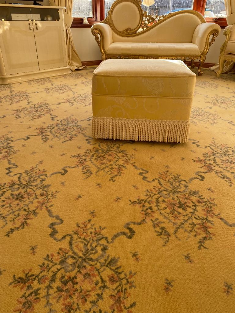 Decorative Yellow Fabric Footstool with Fringe