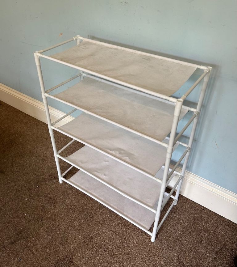 White Lightweight Plastic Shelving Unit 5 Shelves  H30in/76cm W24in/60cm D10in/26cm  J277