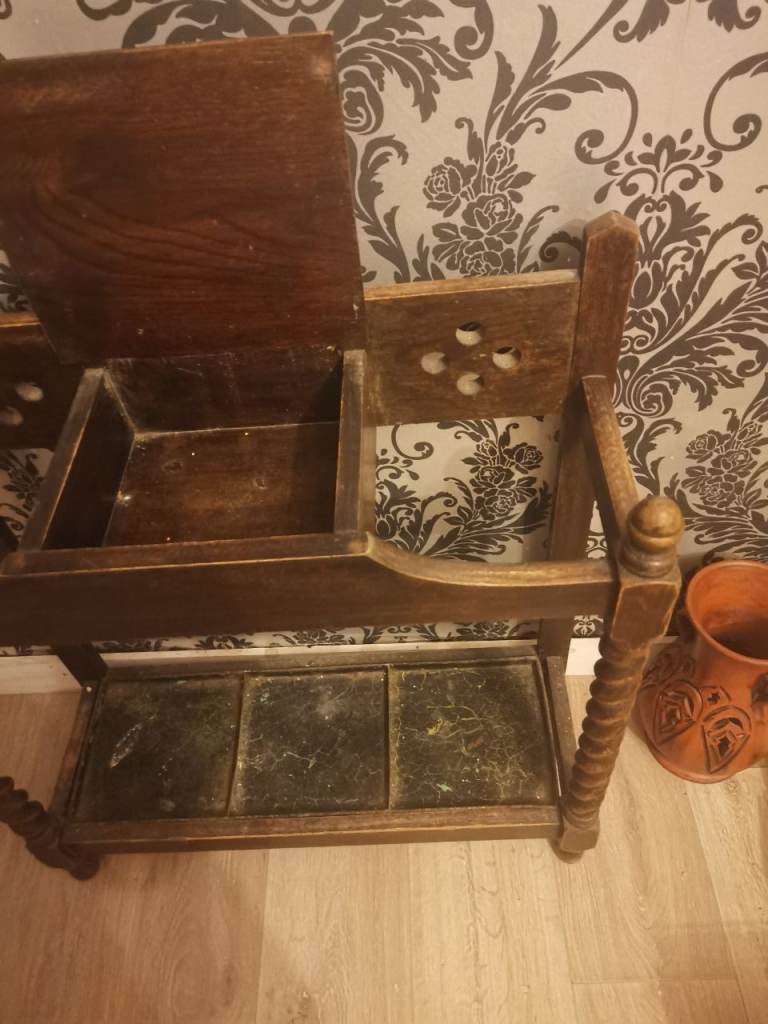 AntiqueWooden Hall Stand with Storage and Umbrella Holder