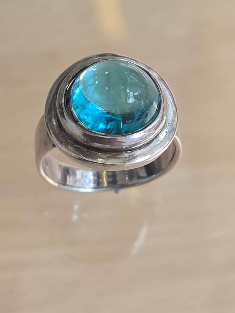 SILVER BLUE GEM STATEMENT RING