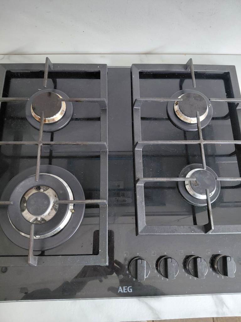 AEG black gas hob/AEG double oven