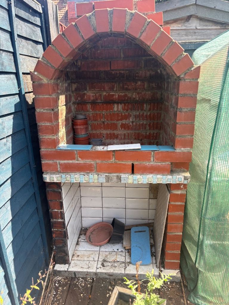 FREE!!!Brick BBQ Grill with Tiled Base – Used Condition
